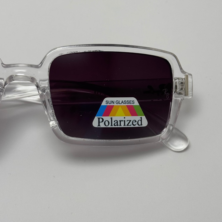 عینک آفتابی پلاریزه ریبن مستطیلی کریستالی مشکی کد rayban RB 2201