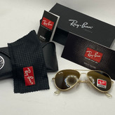 عینک ریبن خلبانی قهوه ای شیشه سنگ با پک کامل ریبن rayban aviator RB 3025