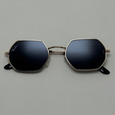 عینک آفتابی ریبن Ray-ban شش ضلعی مشکی طلایی سبک کد RB 3556