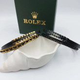 دستبند اسپرت مردانه و پسرانه چرم و پلاک استیل رولکس rolex سه لاین رنگ ثابت کد amp (پس کرایه)