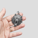 گردنبند و پلاک آویز استیل کله گرگ مدل Angry Wolf رنگ ثابت کد ar