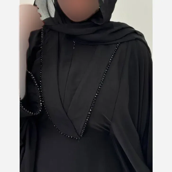 عبای مجلسی زنانه مدل سوگند جنس الیزه درجه یک فری سایز رنگ مشکی (2)