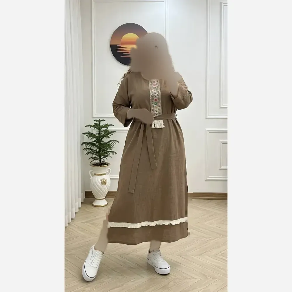 کفتان زنانه جنس موسلین دبل فیس فری سایز تا 48 قد 120