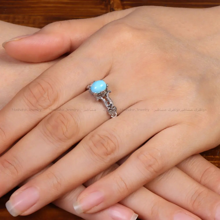 انگشتر فیروزه عجمی زنانه کد 34166