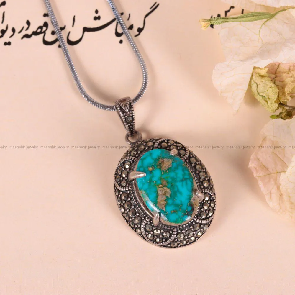 گردنبند فیروزه زنانه کد 2463