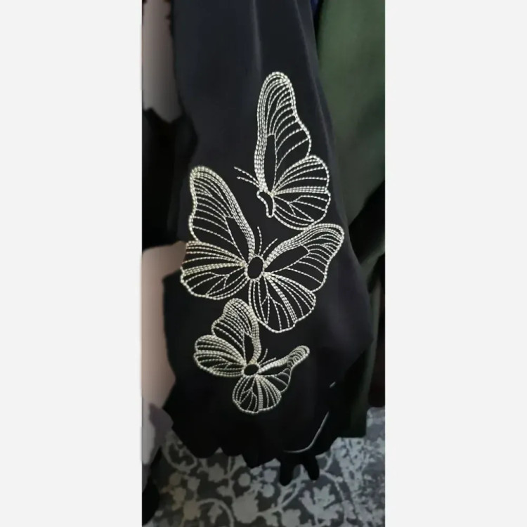 عبا زنانه مدل ترند چیندار پارچه الیزه رنگ مشکی