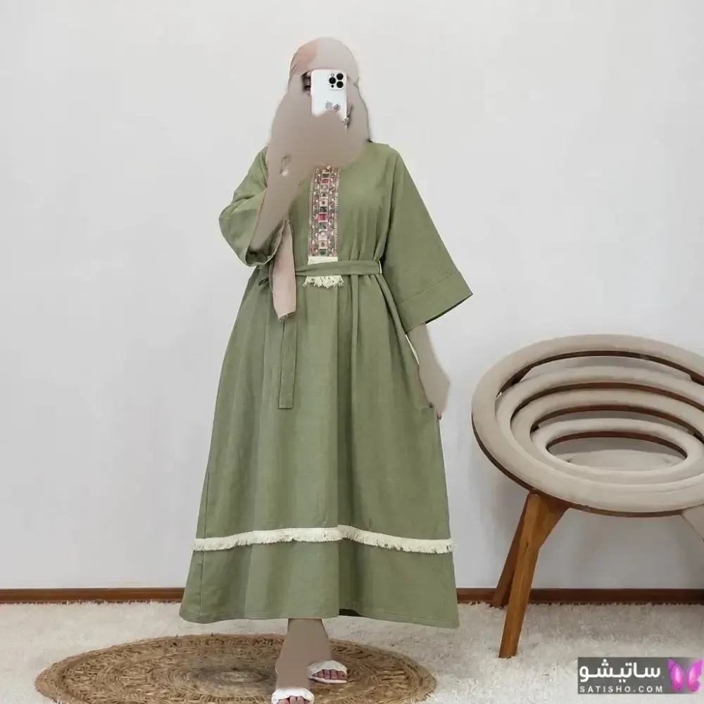 کفتان زنانه نوار کنفی جنس موسلین دبل فیس فری سایز