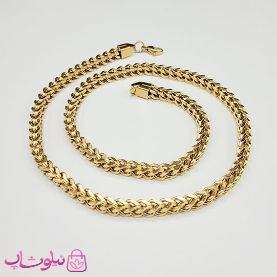 زنجیر مردانه فرانکو (میرو) طلایی استیل 60 سانت عرض 6 میل کد 5591