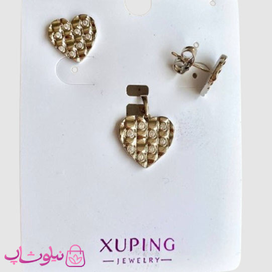 نیم ست زنانه ژوپینگ طرح قلب نقره ای ظریف نگیندار کد 2891