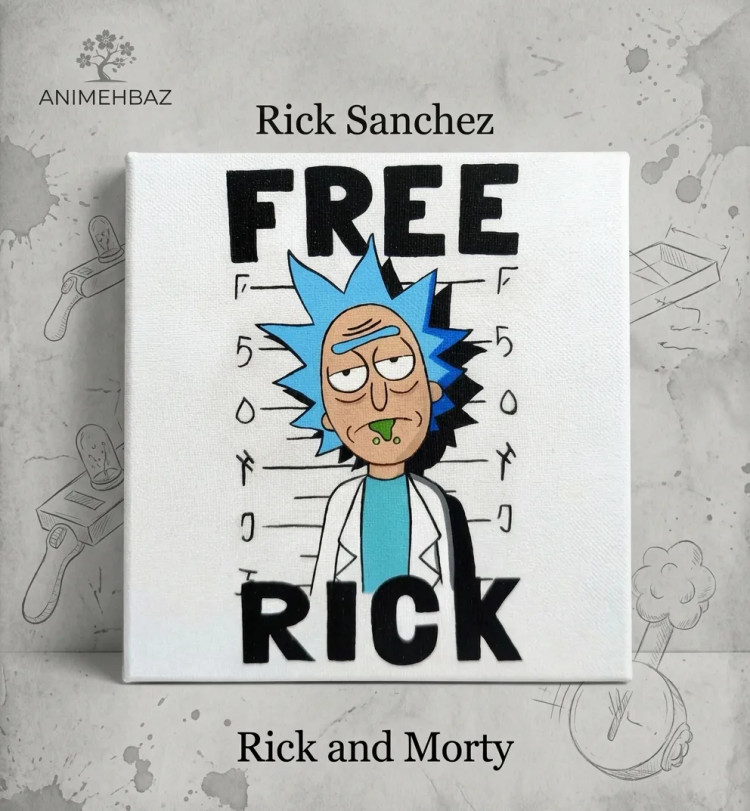 تابلو نقاشی بوم ریک سانچز انیمیشن ریک و مورتی طرح Free Rick